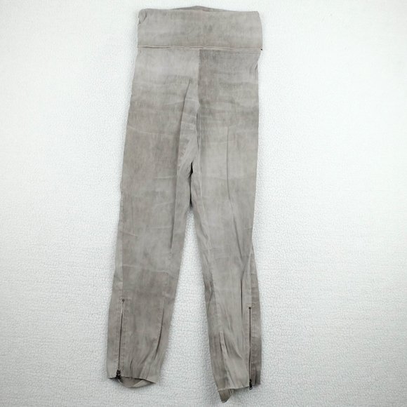 Crea Leggings Womens 36 Extra Small Gray Linen Stretchy Pants Zip Cuffs - Picture 1 of 11